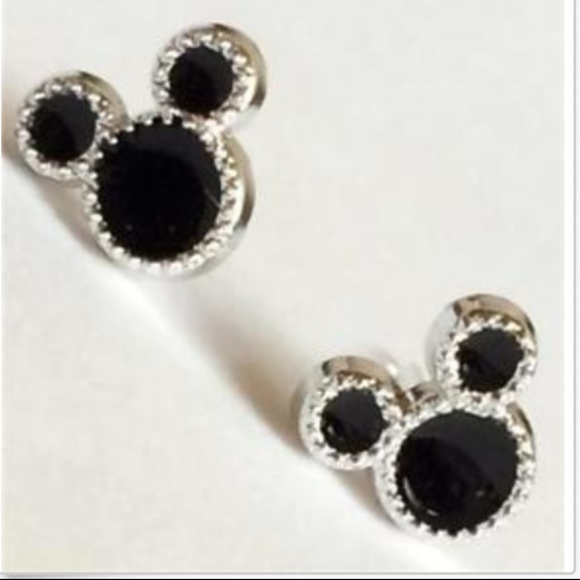 Black Enamel Mickey Mouse Ears Disney Earrings - Picture 3 of 8